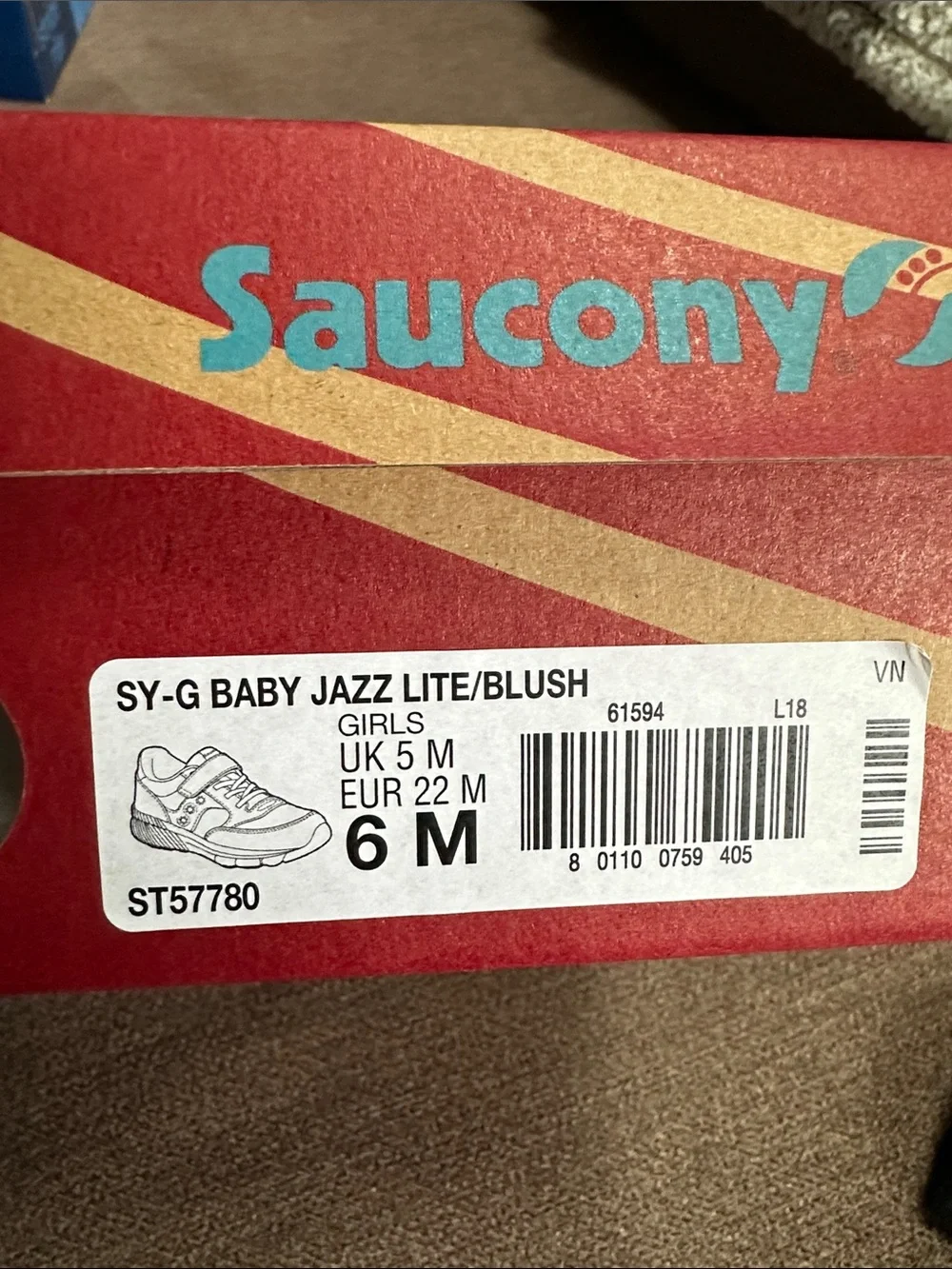 Saucony Kids Pink and Cream Velcro Hook & Loop Sneakers